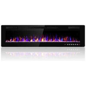 Lareira Elétrica de Embutir A45x172L com Controle Remoto e Digital, Luz LED, Chamas Multicolorida e Temporizador, 1500W, 110v, ELECTACTIC 868C3, Preto