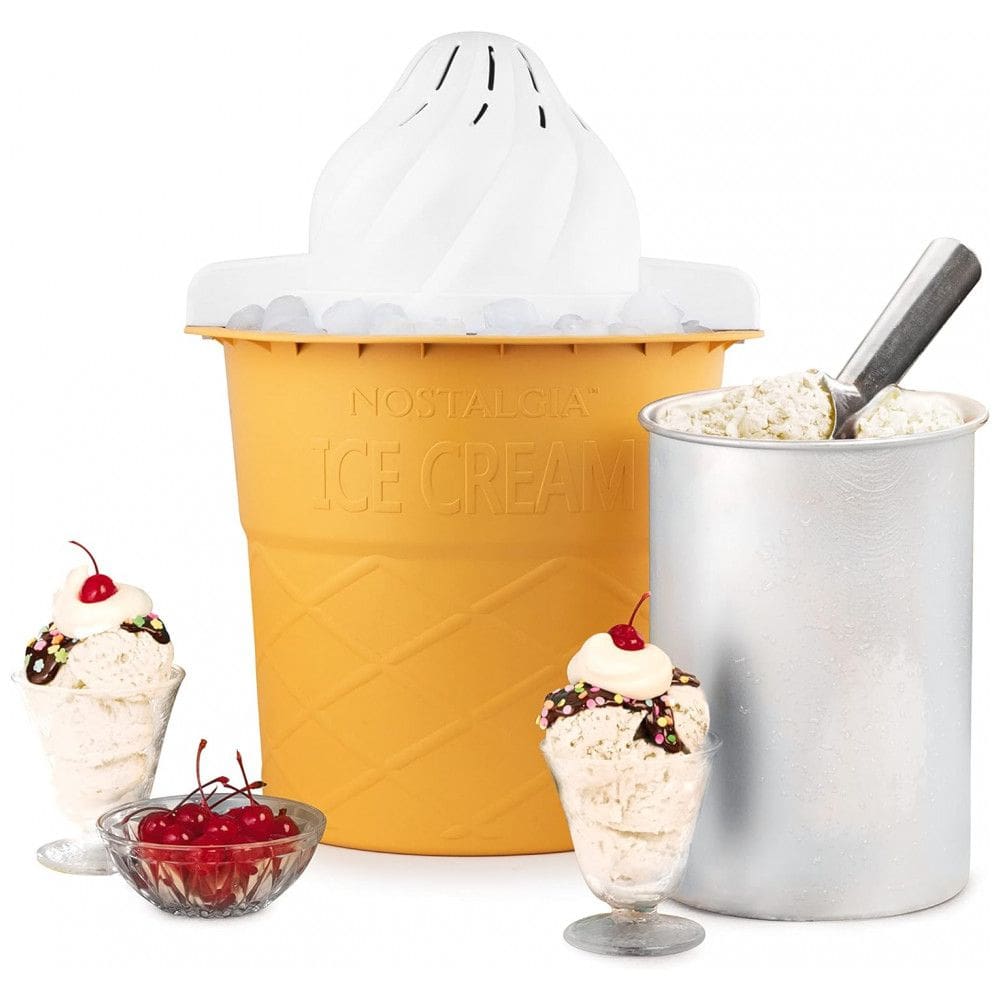 Sorveteira Elétrica com Capacidade de 4L e Livro de Receitas, Branca, 110v, NOSTALGIA , Branco - 110V