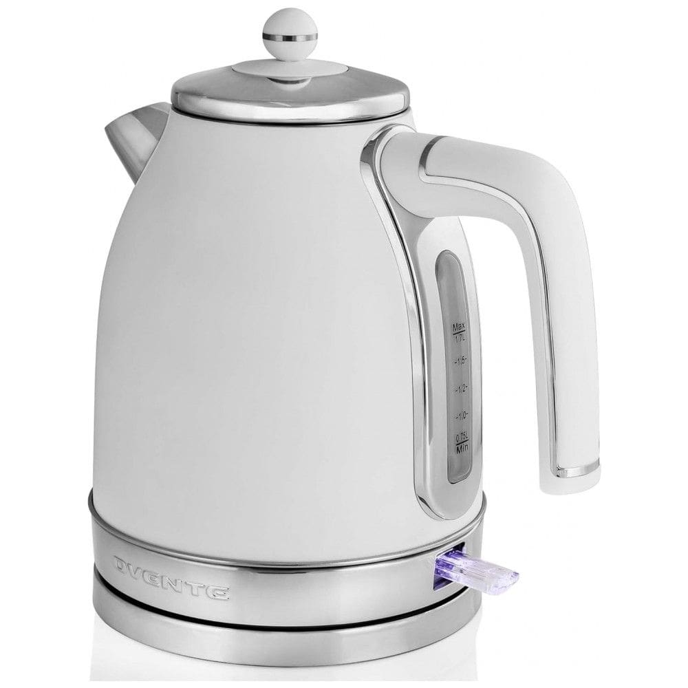 Chaleira Elétrica 1.7L em Aço Inoxidável com Desligamento Automático e Medidor de Água, 1500W, Branca, 110v, OVENTE KS777W, Branco