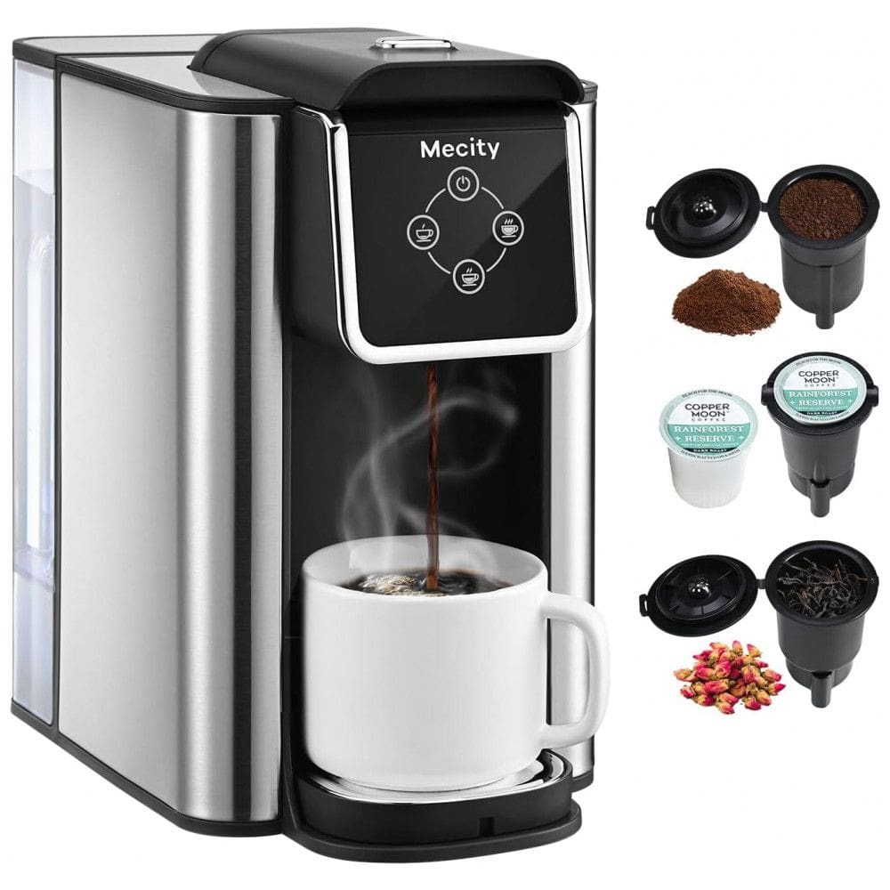Máquina de Café Expresso 3 em 1 Tanque de 1,5 Litros com Controle de Temperatura 1150W, 110v, MECITY KC101, Cinza