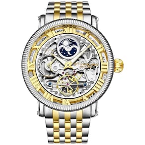 Relogio Stuhrling Homem, Masc Automatico Cor Prata, Ouro DiaNoite AM, PM Aço Inox Lua, Sol