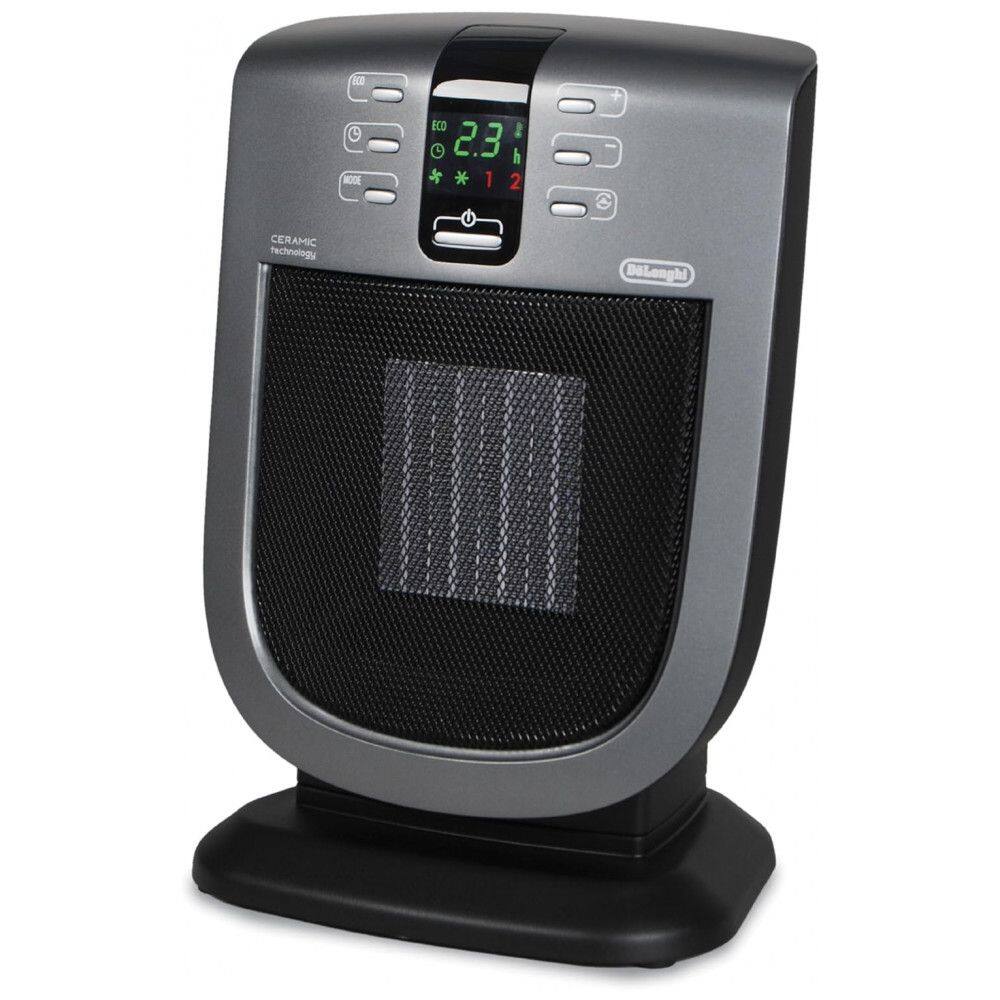 Aquecedor Elétrico Cerâmica com Controle Remoto e Modo Eco Energia, 110V 1500W, DeLonghi DCH5090ER, Preto e Cinza