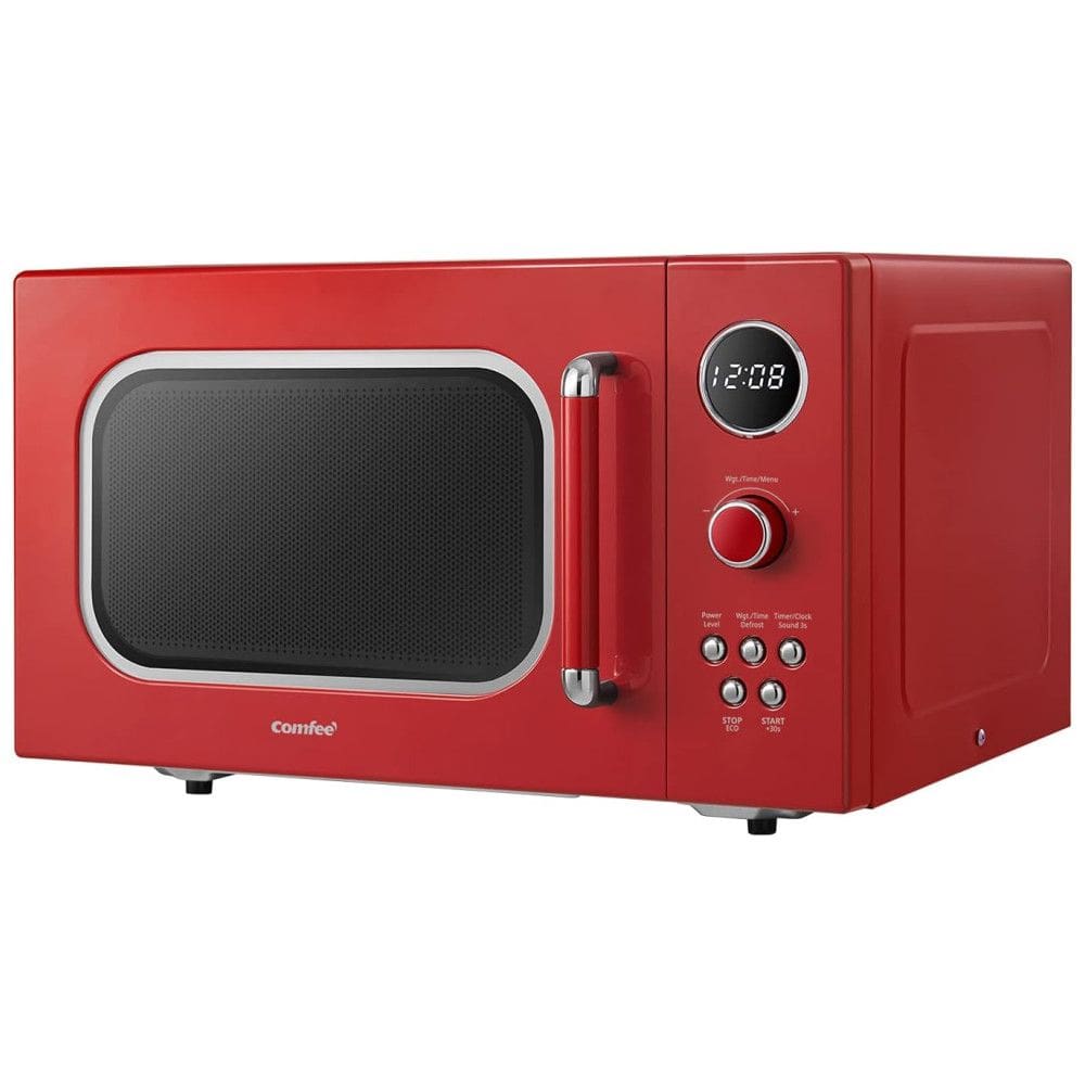 Micro ondas Retro de Bancada 25 Litros Multifuncional de Aço Inoxidável, 900W, 110v, COMFEE CM M093ARD, Vermelho