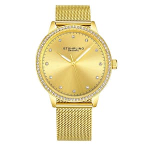 Relgio feminino Dorset 3904 38mm com mostrador dourado e pulseira de ao inoxidvel dourada da Stuhrling.