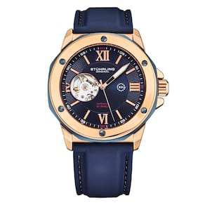 Relgio Automtico Edwardian 4018, 44mm, Rosa, Mostrador Azul, Pulseira Azul, Stuhrling