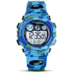 Relógio Digital com Cronômetro para Crianças de 5 até 15 Anos, GOLDEN HOUR, Azul Camuflado
