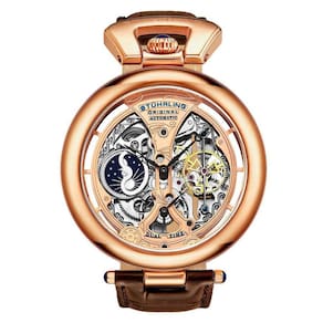 Relgio Automtico Emperor`s Grandeur 3919 com Mostrador Rosa e Pulseira de Couro Marrom - Stuhrling