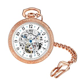 Relógio de Bolso Masculino Stuhrling Consul 979 de Corda Manual 48mm, Rosé Gold