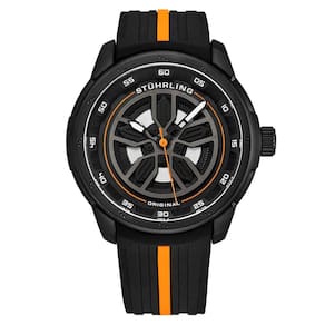 Relógio Masculino Stuhrling 984 Quartzo 44mm, Preto e Laranja
