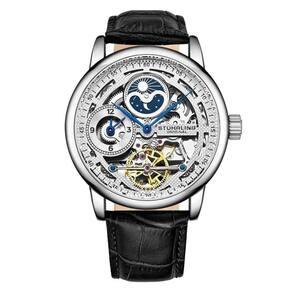 Relógio Masculino Stuhrling Esqueleto 3917 Automático 43mm, Prata
