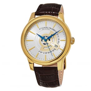 Relógio Masculino Stuhrling Sinfonia 787 Quartzo 42mm, Marrom e Dourado