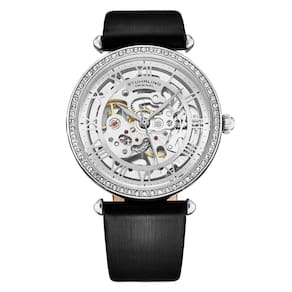 Relgio Automtico Luxe 4022 38mm Prata com Mostrador Prateado e Pulseira Preta da Stuhrling.