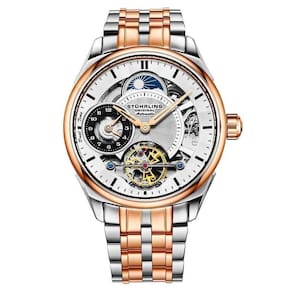 Relógio Masculino Stuhrling Presidia 943B Automático 42mm, Prata e Ouro Rosa