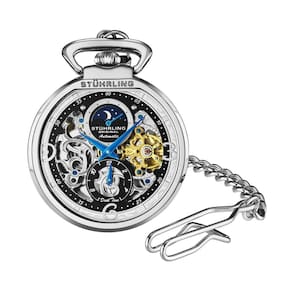 Relógio de Bolso Masculino Stuhrling Modena 991 Automático 48mm, Prata