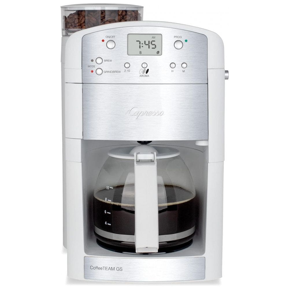 Máquina de Café Expresso com Moedor Cônico e Jarra de Vidro, 110V 900W, TEAM GS, Branca