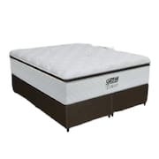 Cama Box Queen Colchão De Molas Ensacadas Tower Gazin 158x198x72cm Branco / Marrom
