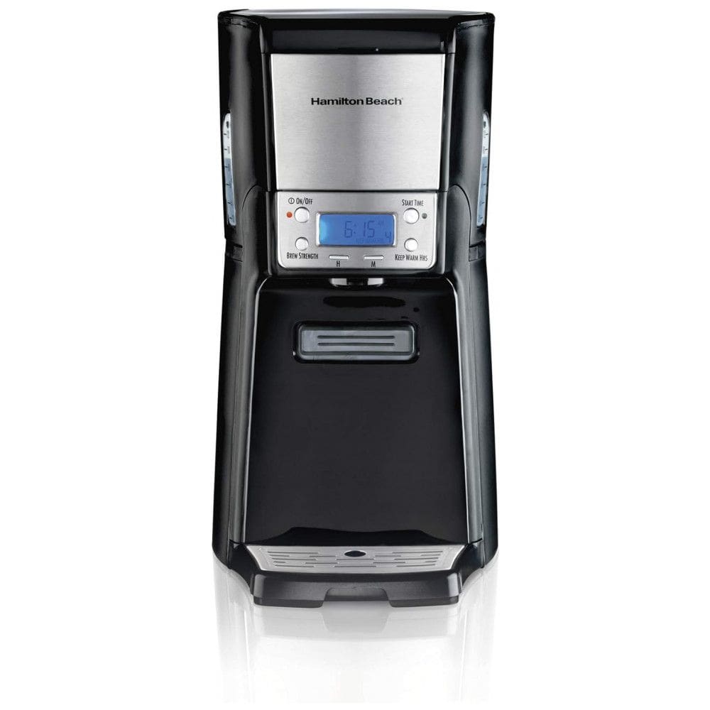 Máquina de Café Expresso Programável 12 Xícaras com Reservatório Cromado, 110V 950W, Hamilton Beach, Preta