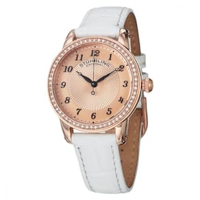 Relógio Feminino Stuhrling Sinfonia 651 Quartzo 34mm, Branco e Ouro Rosa