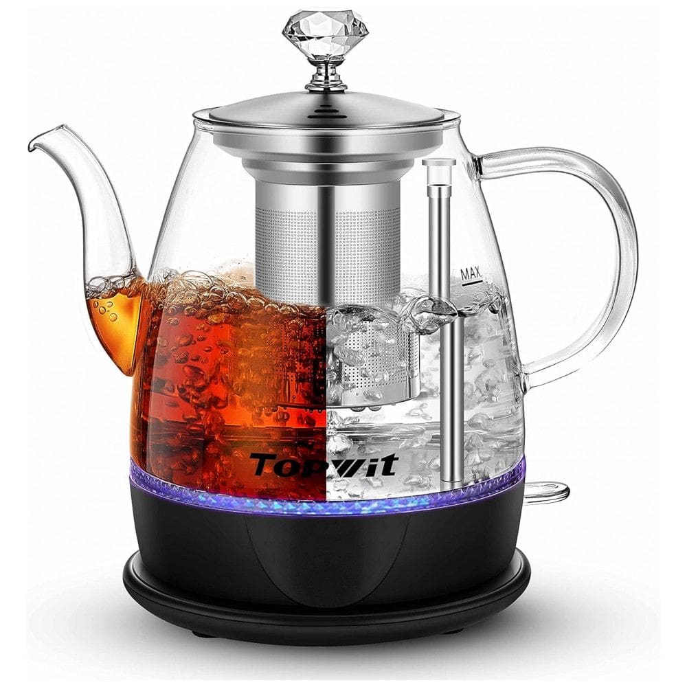 Chaleira Elétrica Topwit 1 Litro com Jarra de Vidro, Infusor para Chá e Desligamento Automático 110V