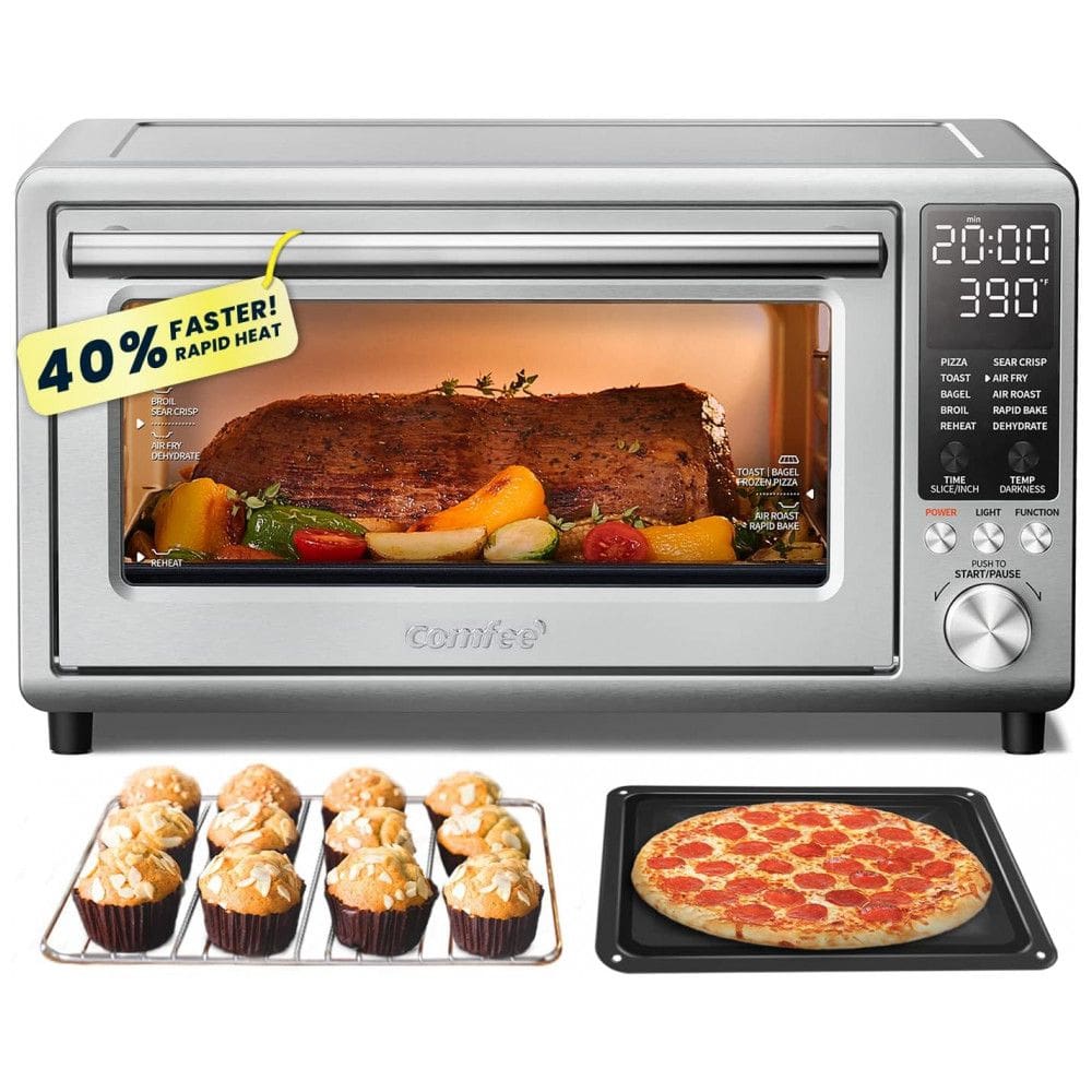 Forno Elétrico de Bancada com 24 Litros de Capacidade e Função AirFyer, 110V 1750W, COMFEE, Prata