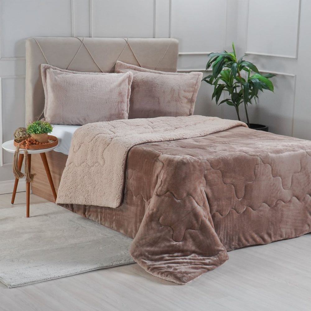 Edredom Sherpa King Dupla Face 240x260cm