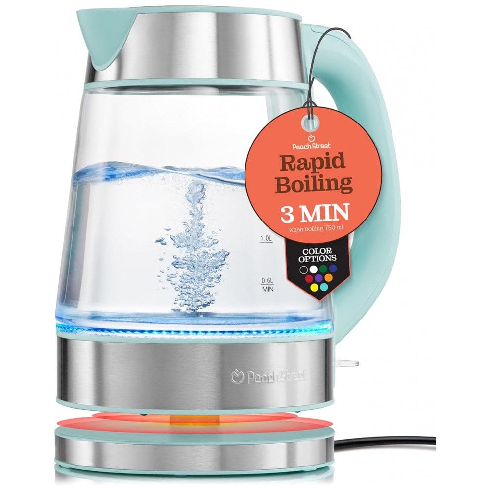 Chaleira Elétrica 1.7 Litros com Jarra de Vidro e Desligamento Automático, 110V 1500W, Azul água