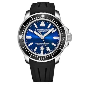 Relgio Maritimer 935 43mm, Mostrador Azul, Pulseira de Borracha Preta, Stuhrling