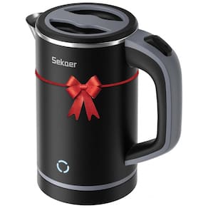 Mini Chaleira Elétrica Sekaer 800mL em Aço Inoxidável com Desligamento Automático e Indicador de LED, 110V, Preta