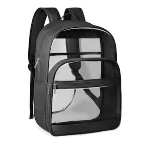 Mochila KIMNERPU Clear para escola, viagens e segurança preta