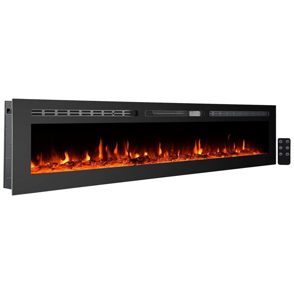 Lareira Elétrica de Embutir A73x203L com Controle Remoto e Tela Sensível ao Toque, 110V, CharaVector, Preta