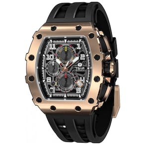 Relógio Masculino Analógico Quartzo a Prova dÁgua 50M com Cronógrafo, TSAR BOMBA TB 8204SGLZHX, Preto e Rosa Ouro