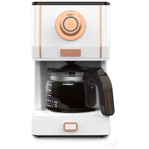 Máquina de Café Expresso Retrô 370mL com 3 Modos de Preparo, 110V, Amaste, Branca e Ouro Rosa
