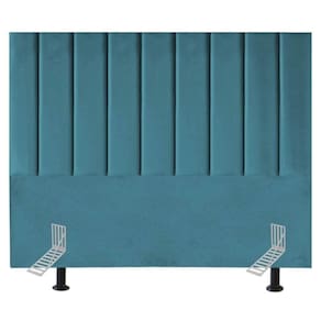 Cabeceira Cama Casal Queen Box 160 Cm Sara Suede E Frame Cor:azul Turquesa
