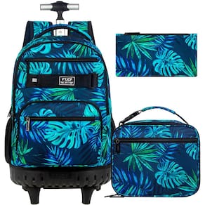 Mochila rolante ZLYERT para meninos e homens com lancheira e bolsa de lápis