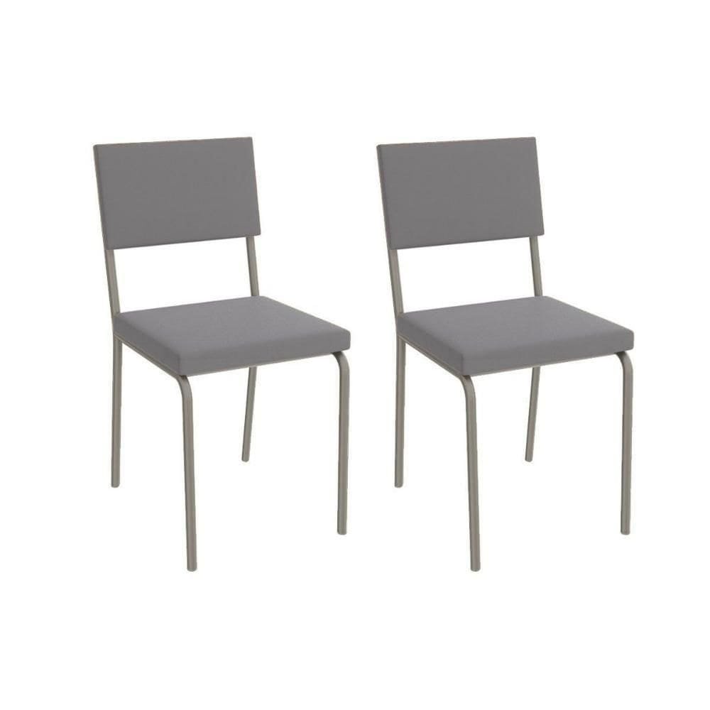 Cadeira Sala De Jantar Zaria Kit 2 Un Niquel cinza A050 Suede Veludo