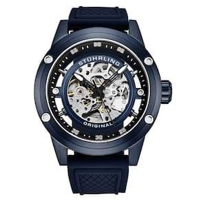 Relgio Automtico Grandioso 4034 de 50mm, Mostrador Azul e Pulseira de Borracha Azul com Fivela Tang Azul Stuhrling