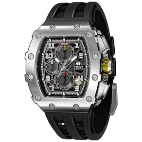 Relógio Masculino Automático Analógico a Prova dÁgua 50M com Cronógrafo, TSAR BOMBA TB 8204SGLZHX, Preto