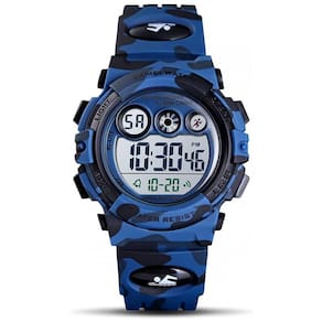 Relógio Digital com Cronômetro para Crianças de 5 até 15 Anos, GOLDEN HOUR, Azul Escuro Camuflado