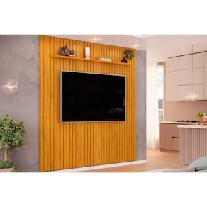 Painel Home P-tv Até 65 Polegadas Pratic Ripado C- Prateleira 223x240cm Cedro Dj Móveis