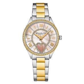 Relgio feminino Saylor com madreprola e pulseira amarela de dois tons Stuhrling 4019