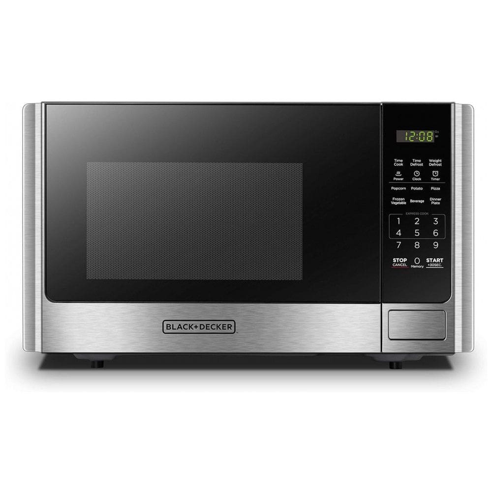 Micro Ondas de Bancada em Aço Inoxidável 25L com 10 Programas, 110V 900W, BLACK DECKER EM925AB9, Prata