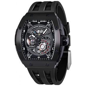 Relógio Masculino Analógico Automático a Prova dÁgua 50M com Pulseira de Silicone, TSAR BOMBA TB8210 SGLZ, Preto