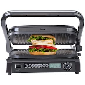 Sanduicheira e Grill Elétrico 7 em 1 de com Superfície Antiaderente e Removível, Controle de Temperatura e Display LCD, 1800W, 110v, VEVOR, Preta