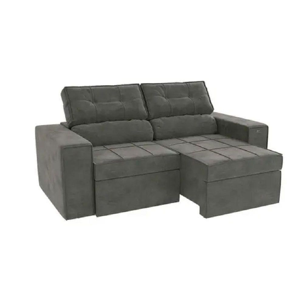 Sofá Lanus 206cm Retrátil E Reclinável S139-2 Kappesberg Cinza