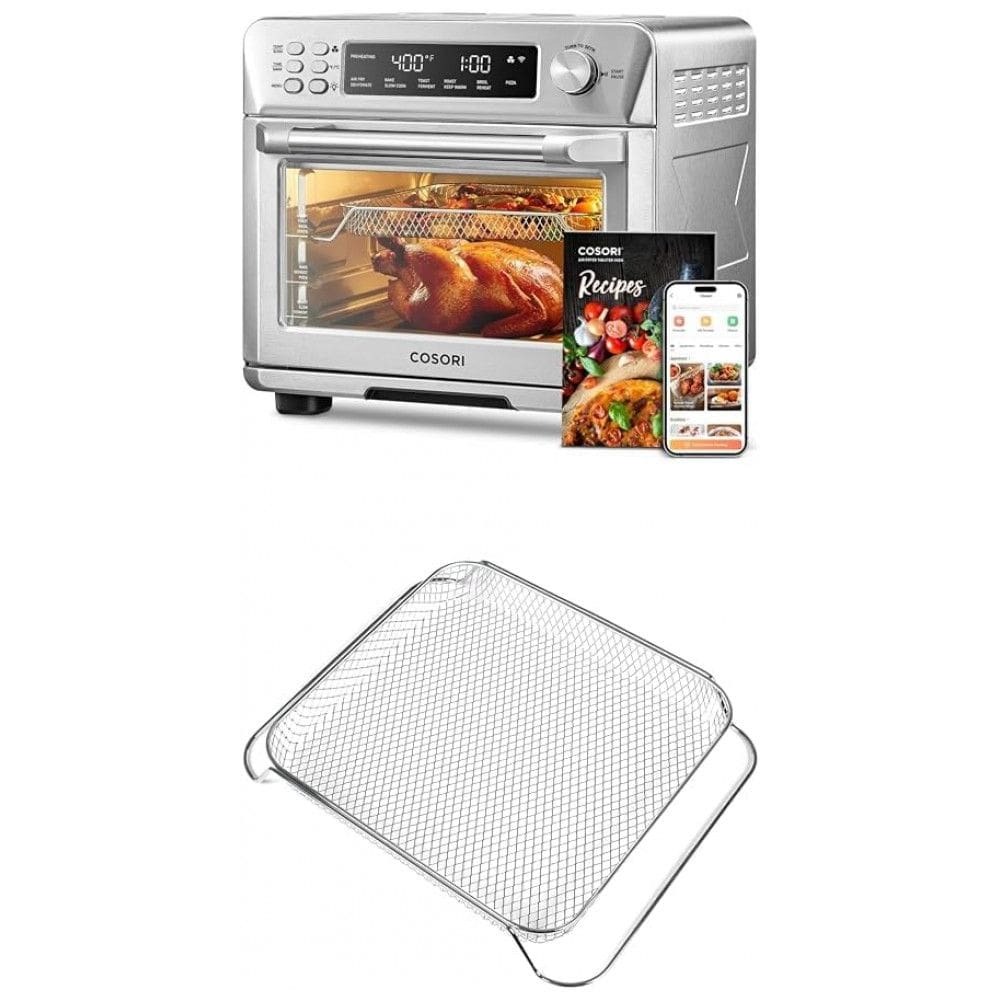 Forno Elétrico de Bancada 25 Litros 12 em 1 com Acessórios, Aço Inoxidável, 110V 1500W, COSORI Prata