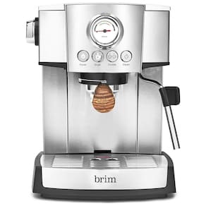 Máquina de Café Expresso 15 Bar em Aço Inoxidável com Bocal de Leite, 110V 1350W, Brim 50030, Prata