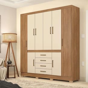 Guarda Roupa Casal Ambiente New Realce Amêndola Touch Off White - Demóbile