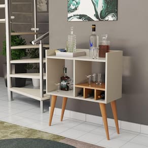 Aparador Moderno Para Salas Adega Porta Vinhos Taças Mini Bar Off White