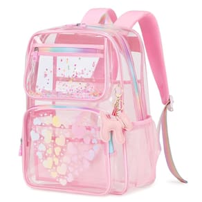 Mochila transparente MOONBABY Lovely para meninas em idade escolar rosa