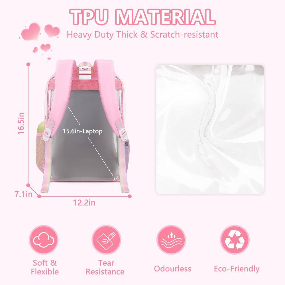 Kit De Mochila Transparente Para Niñas Mermaid Backpack